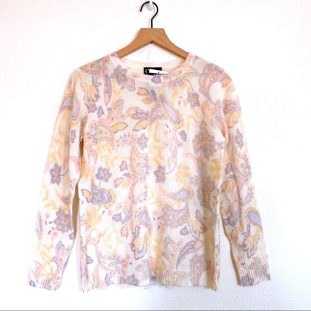 C By Bloomingdales 100% cashmere floral sweater